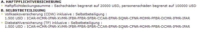 Mietwagen Versicherung