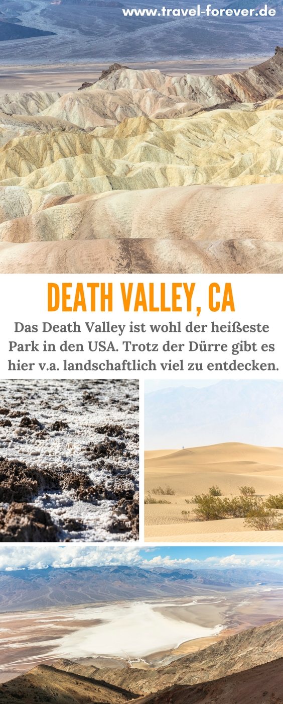 Death Valley - oder Tal des Todes. Ein faszinierendes Gebiet der Extreme in Kalifornien, welches man auf einer USA Rundreise im Westen nicht auslassen sollte. | Death Valley Kalifornien | Death Valley Sehenswürdigkeiten | Zabriskie Point | Mesquite Flat Sand Dunes | Devil's Golf Course | Badwater Basin |