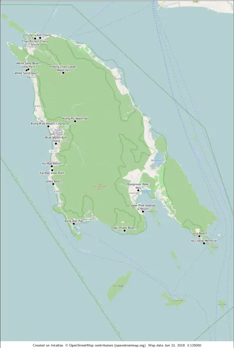 Koh Chang Sehenswürdigkeiten Karte zum Ausdrucken